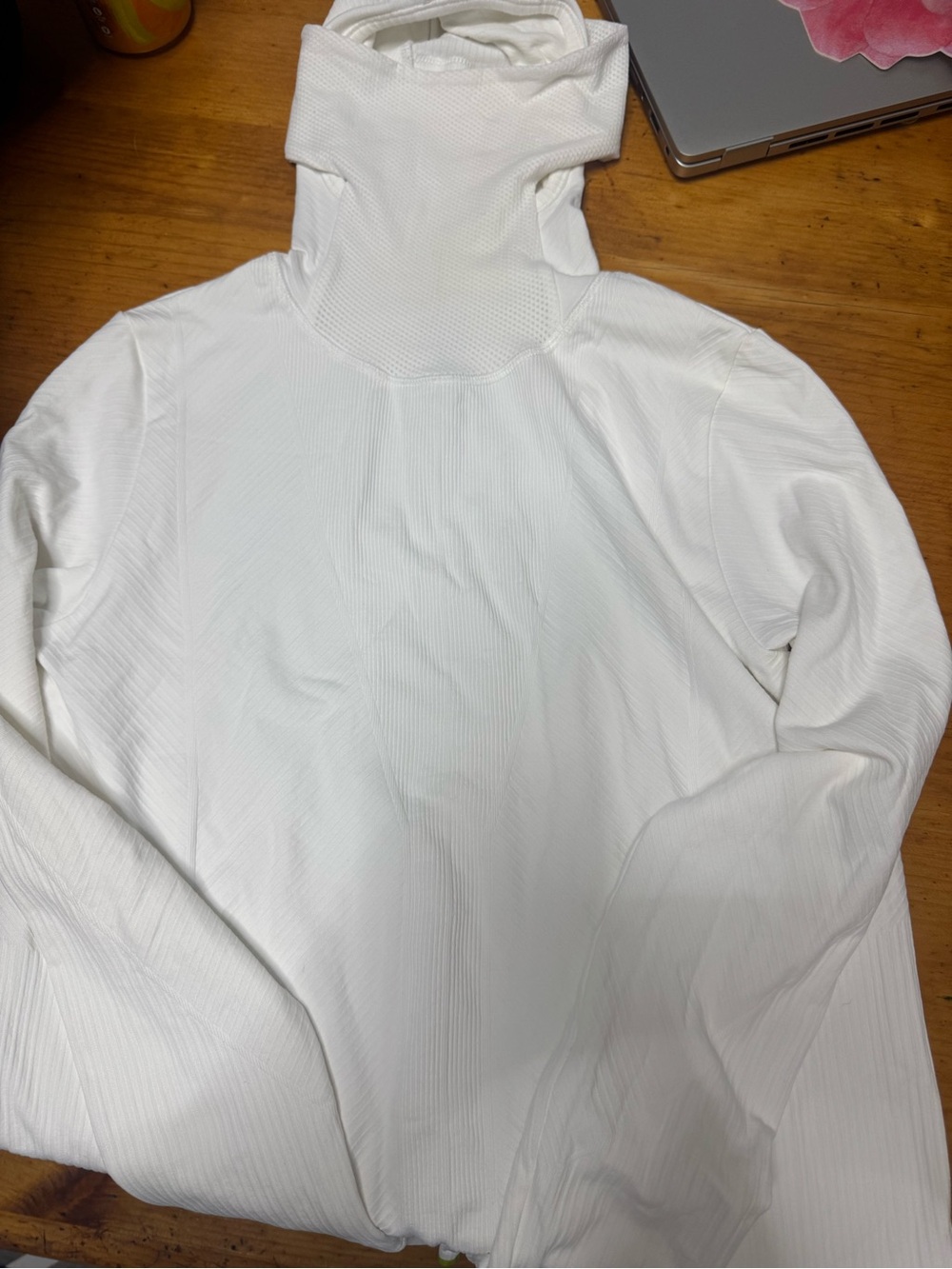 Athleta White Hooded Long-Sleeve Pullover